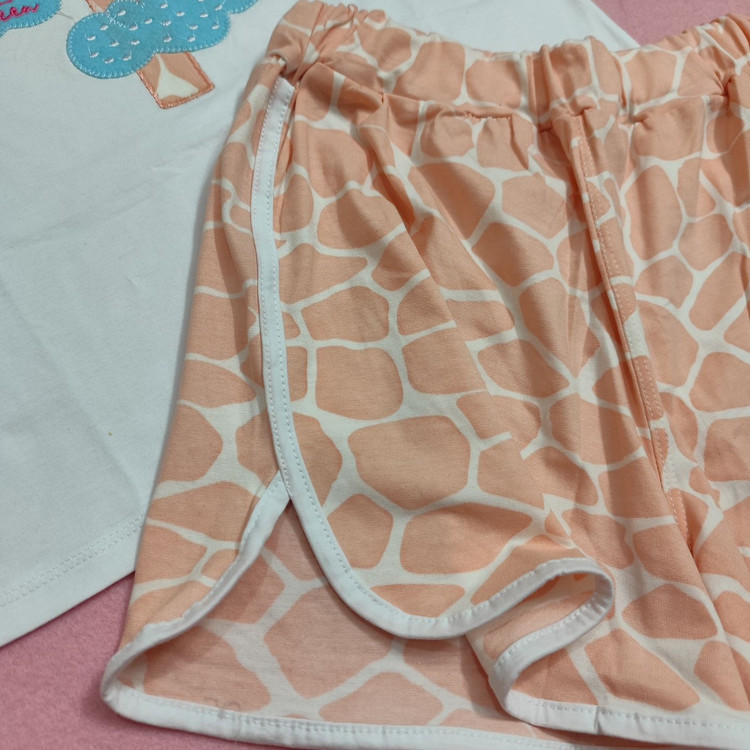 ست تاپ و شورتک نخ پنبه دخترانه