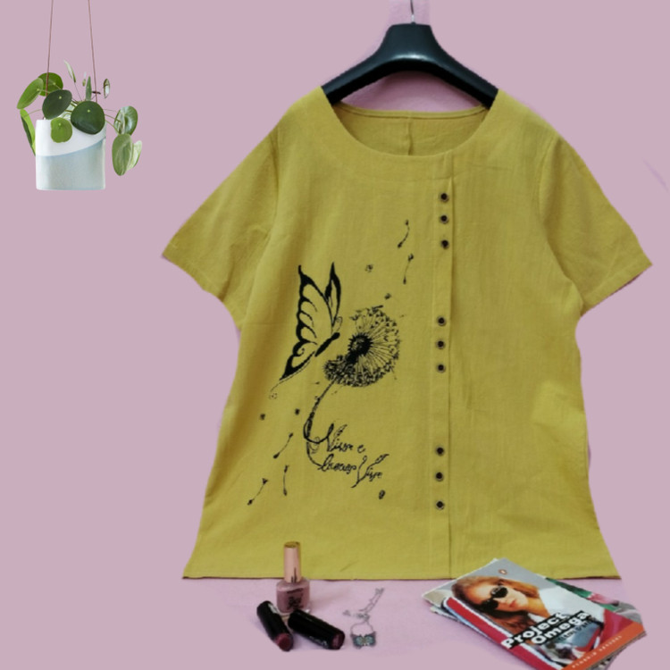 تیشرت نخی کنفی آستین کوتاه