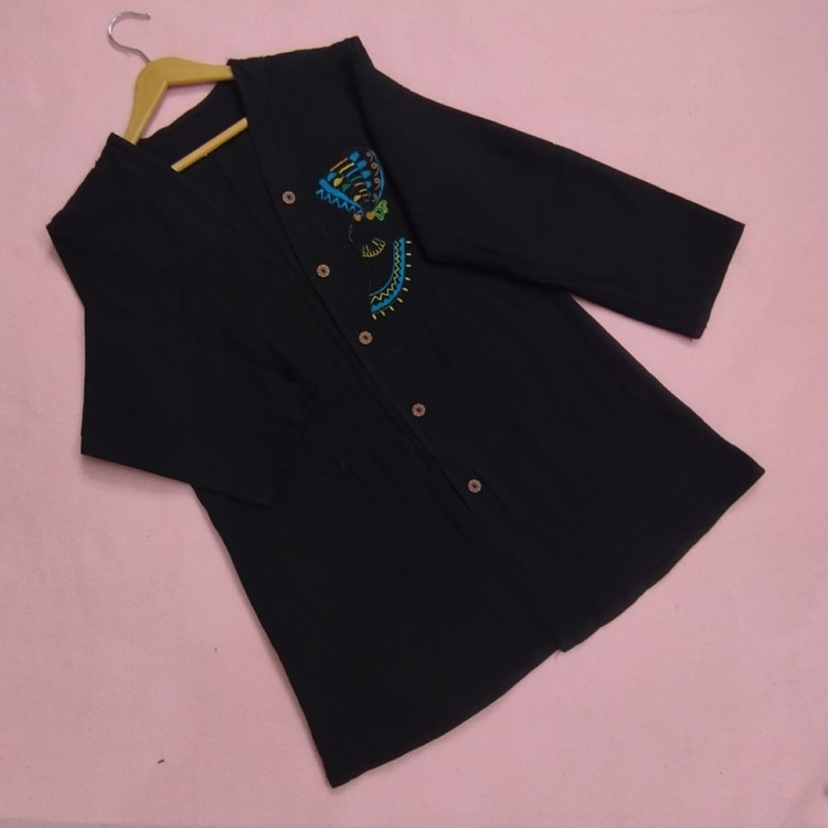 مانتو الیاف طبیعی کنفی مشکی