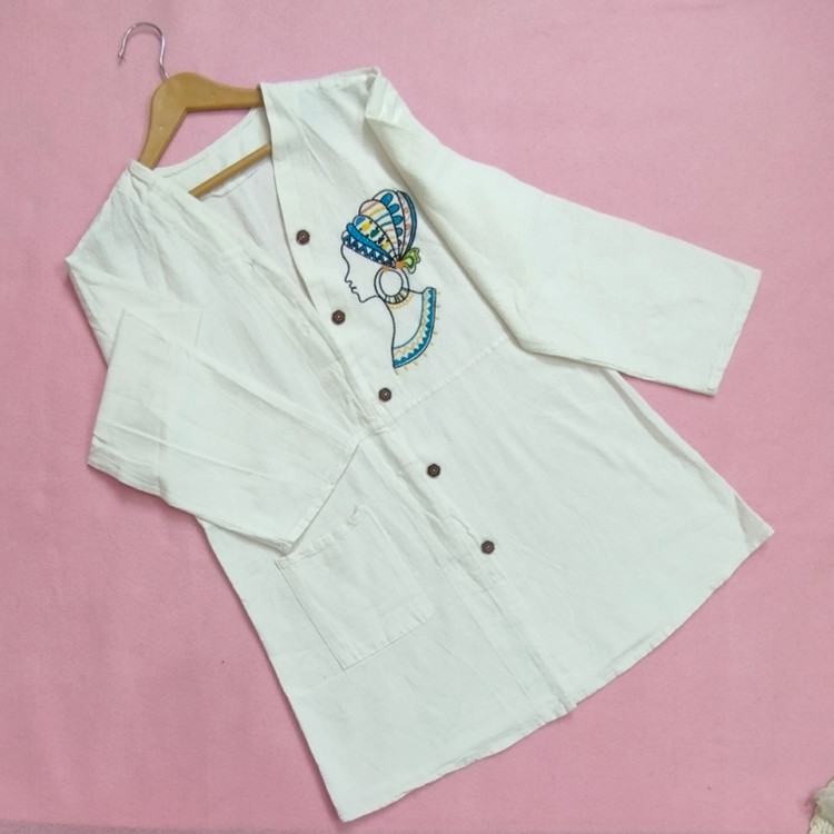 مانتو کنفی الیاف طبیعی سفید