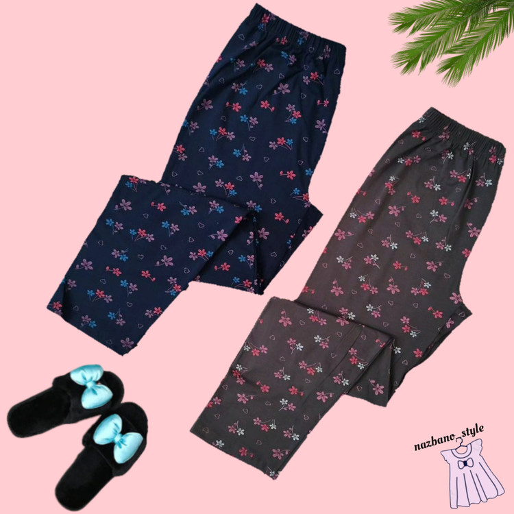 شلوار نخ پنبه گلدار قواره بزرگ