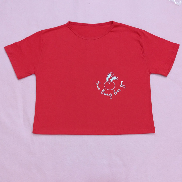 کراپ نخ پنبه خرگوشی رنگ قرمز