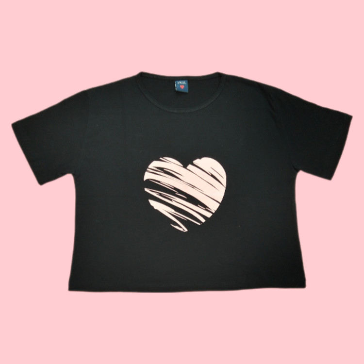 کراپ مشکی قلبی نخ پنبه