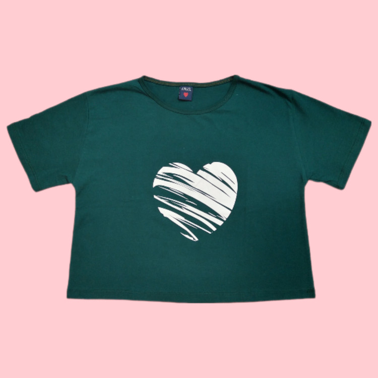 کراپ طرح قلب نخ پنبه ترک مارک آنجل رنگ سبز