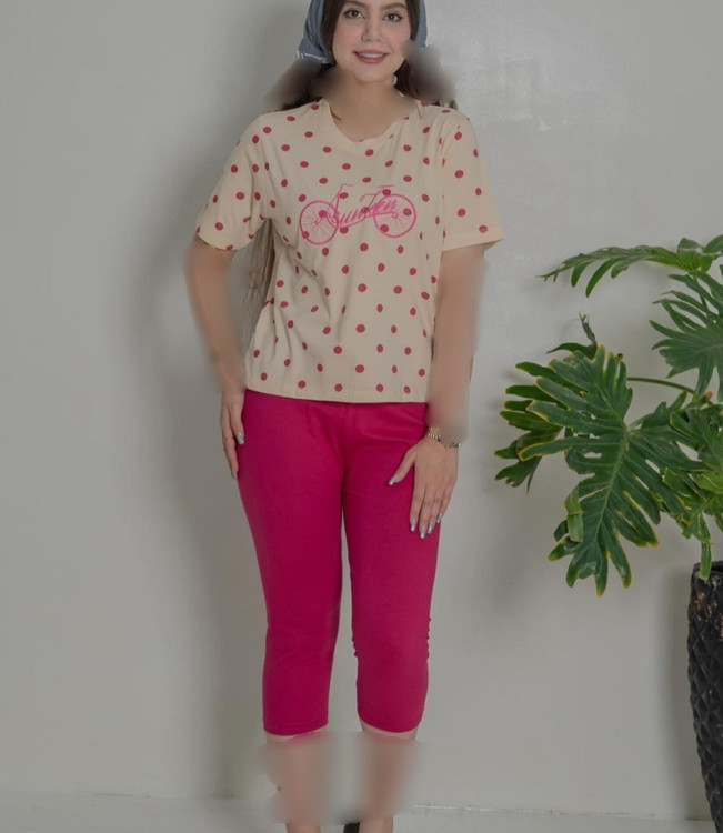 ست کراپ و شلوارک توپ توپی زنانه