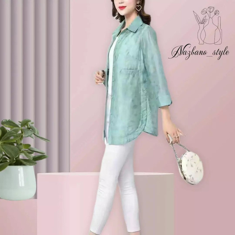 تونیک مانتویی ابر و بادی طرح دار