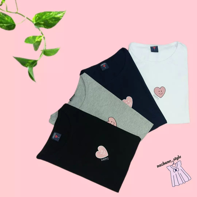 تیشرت نخ پنبه طرح قلب