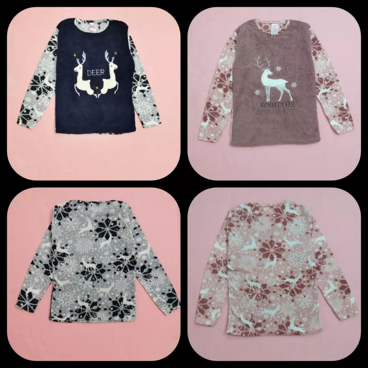 ست تدی حوله ای پنبه ای طرحدار ترک زمستانه زنانه