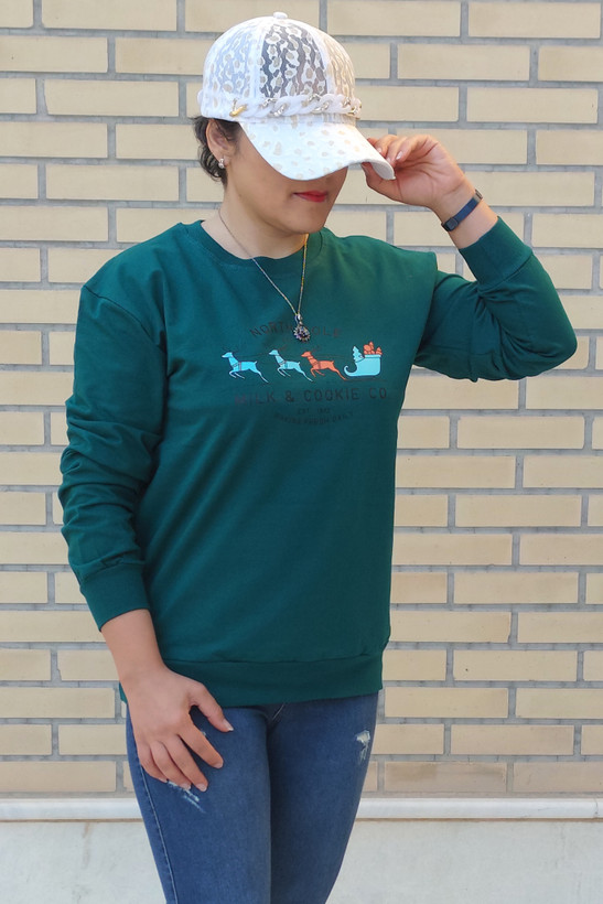 دورس نخ پنبه گلکسی (کش)زنانه دخترانه سبزتیره