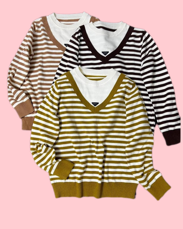 بلوز بافت راه راه یقه هفت