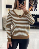 بلوز بافت راه راه نسکافه ای