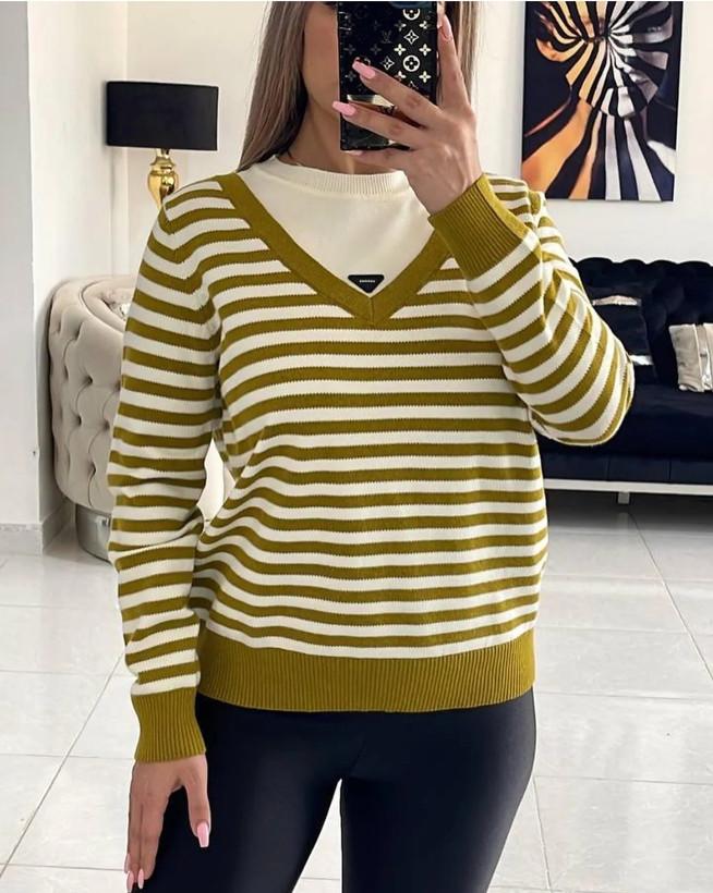 بلوز بافت راه راه سبز