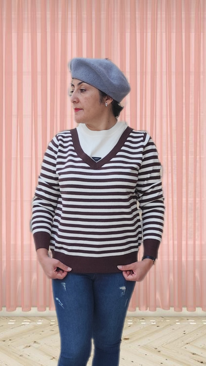 بلوز بافت زمستانه راه راه