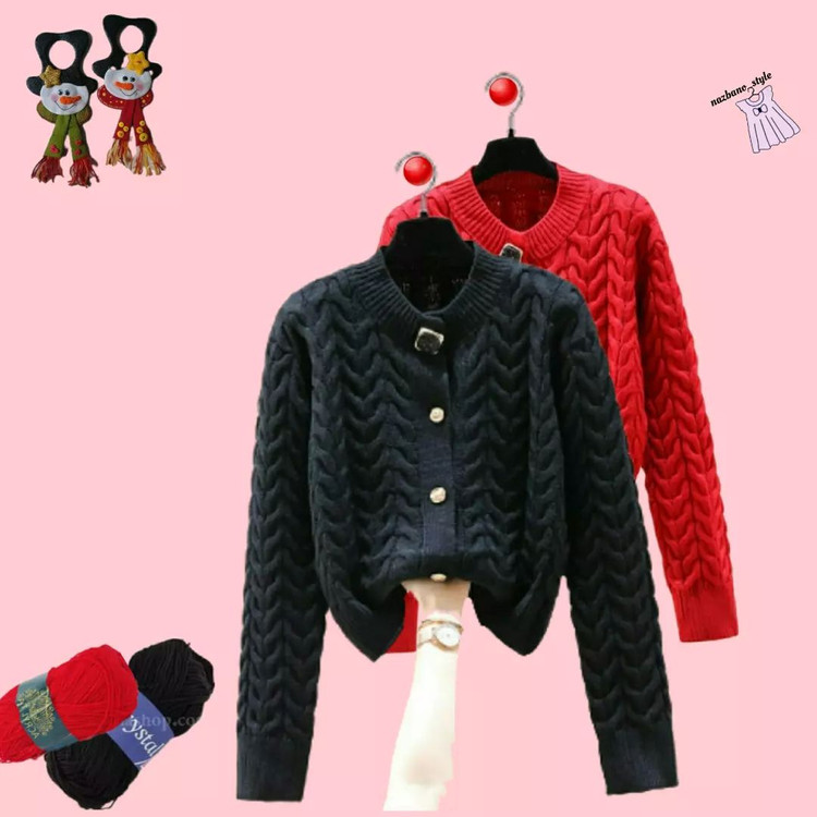 ژاکت بافت جلو دکمه دار