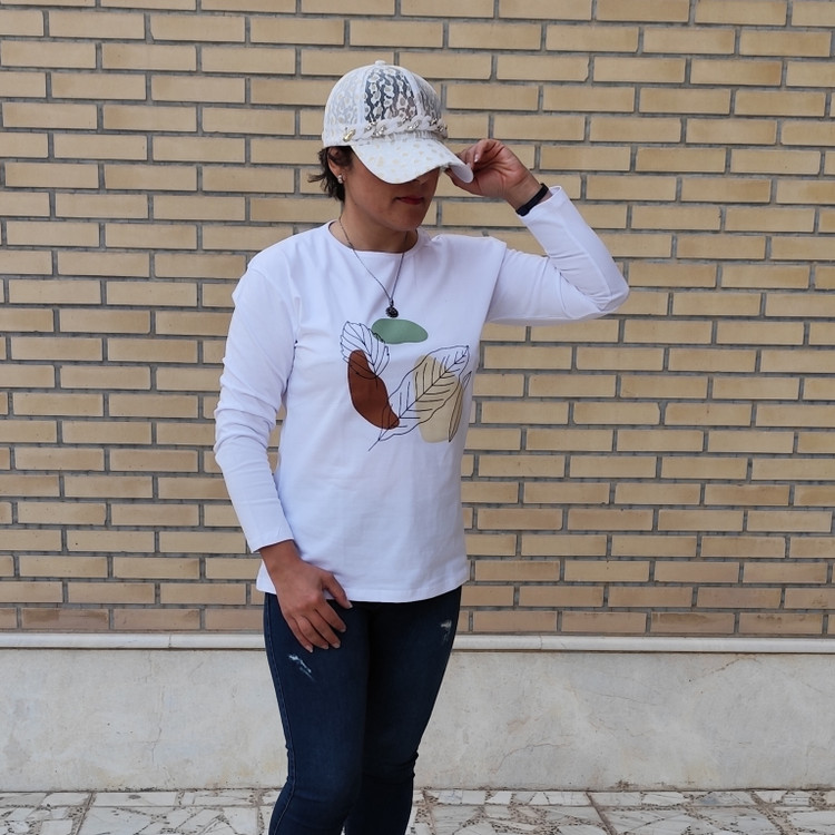 بلوز آستین بلند نخ پنبه سفید