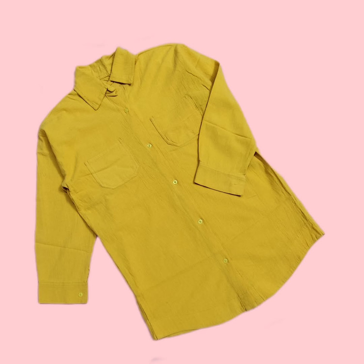 شومیز مانتویی کنفی زنانه زرد