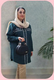 مانتو لینن گلدوزی سبز