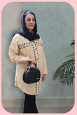 مانتو لینن گلدوزی شیری