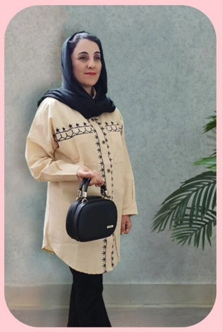 مانتو لینن گلدوزی شیری