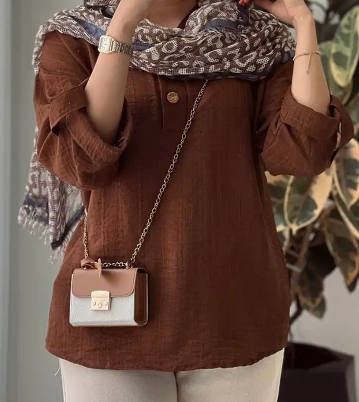 شومیز لینن شکلاتی