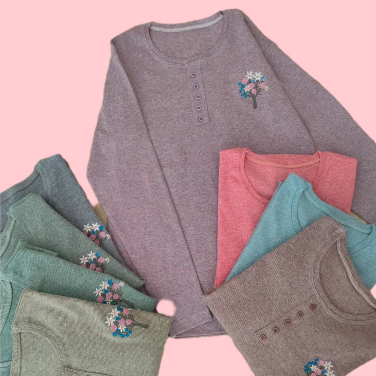 بلوز آستین بلند کبریتی نخ پنبه