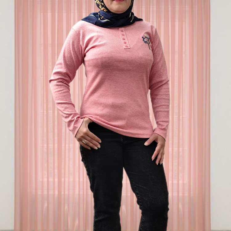 بلوز آستین بلند کبریتی صورتی