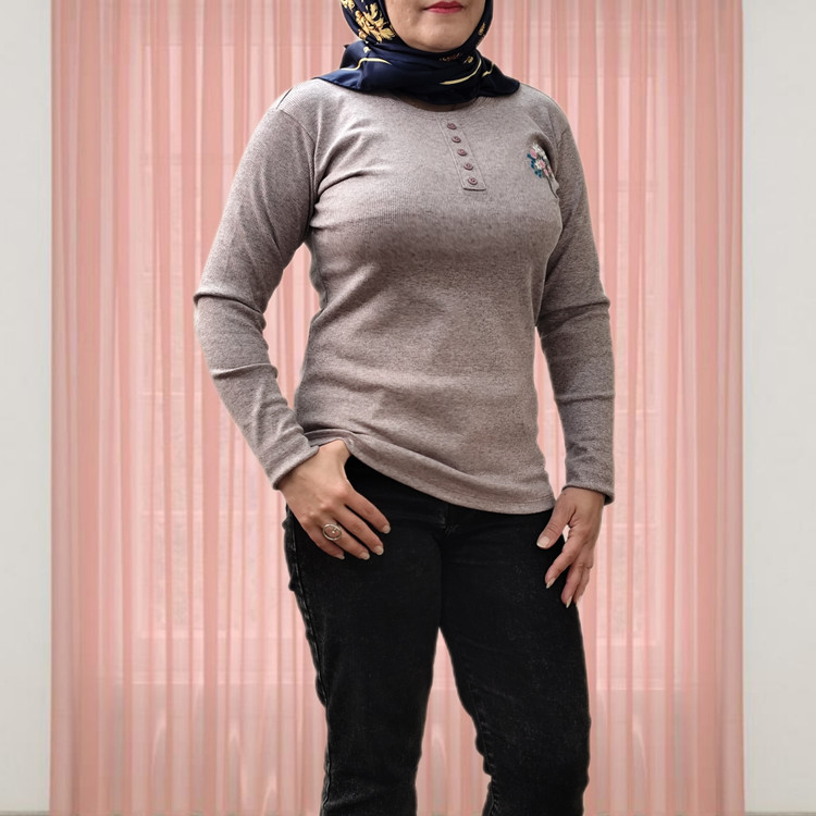 بلوز آستین بلند کبریتی یاسی