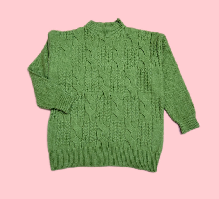 پلیور زنانه بافت پیچ دار سبز