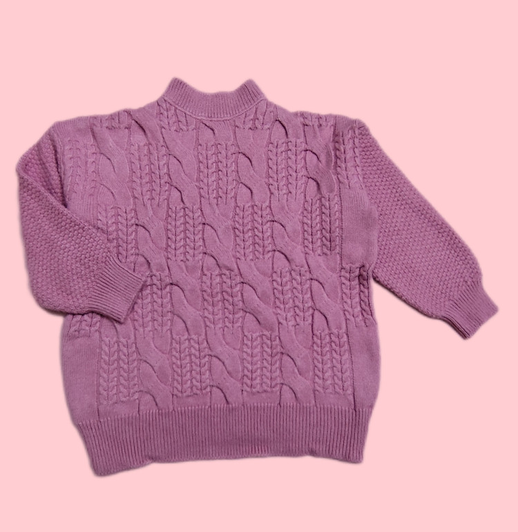 پلیور زنانه بافت پیچ دار صورتی