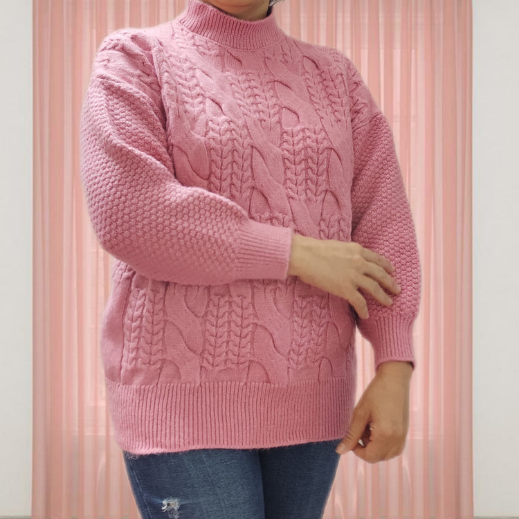 بلوز بافتنی زنانه صورتی