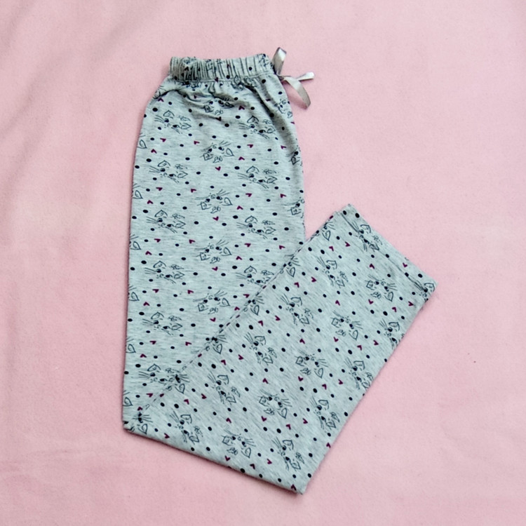 شلوار راحتی نخ پنبه ملانژ طرح گربه
